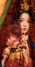 陈瑶一袭古装红妆，凤冠，灼灼艳桃李超美写真图片