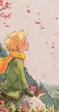 望日的少年和他的小狐狸唯美手绘插画手机壁纸图片