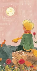 望日的少年和他的小狐狸唯美手绘插画手机壁纸图片