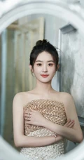 赵丽颖一袭礼裙礼服长裤清丽脱俗欧式风格写真图片