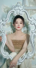 赵丽颖一袭礼裙礼服长裤清丽脱俗欧式风格写真图片