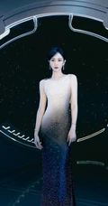唐嫣一袭紧身黑白两色连衣裙超美写真图片