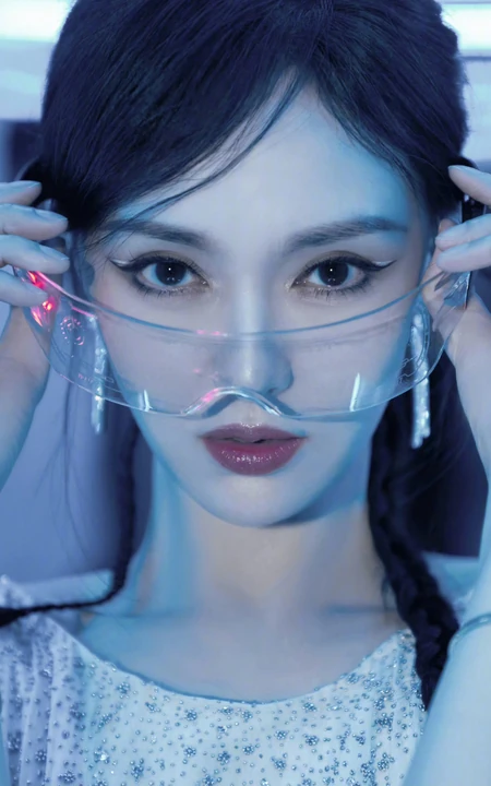 唐嫣一袭紧身黑白两色连衣裙超美写真图片