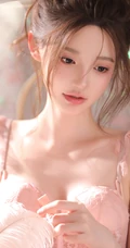 清纯靓丽，丸子头，公主裙，一袭粉色肩带家居服公主裙少女居家超高清写真图片