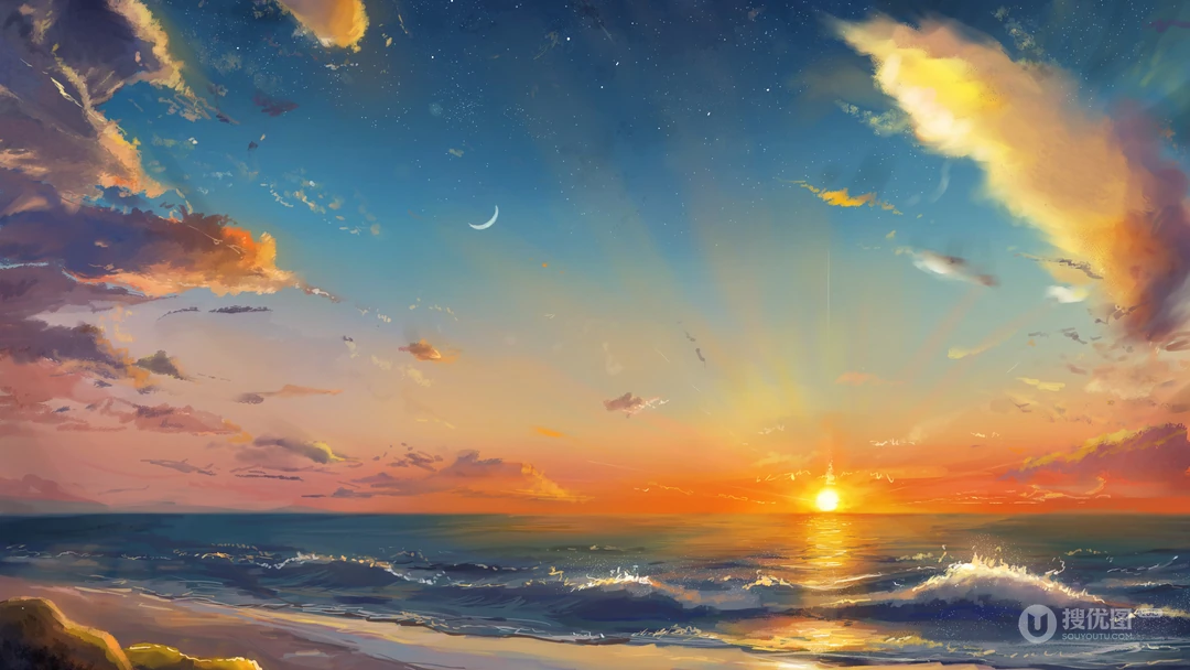 天高云阔，清新，浪漫，让人一看就舒心的动漫风景插画美图壁纸合集