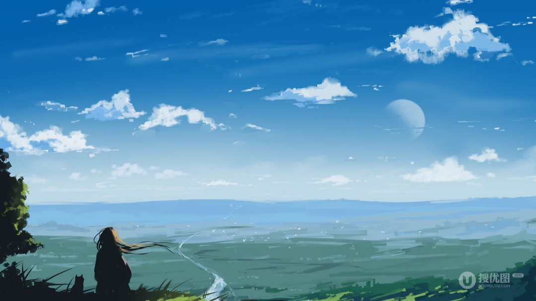 天高云阔，清新，浪漫，让人一看就舒心的动漫风景插画美图壁纸合集