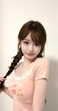 双麻花辫少女的居家美照，简洁清凉T恤牛仔裤穿搭尽显少女气质自然