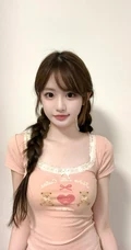 双麻花辫少女的居家美照，简洁清凉T恤牛仔裤穿搭尽显少女气质自然