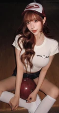 保龄球女生简单干练白色T恤加牛仔短裤清爽动人穿搭写真套图
