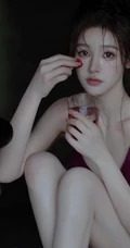 高颜值温柔浅粉白皙女生小姐姐红色肩带睡裙和她喜欢的樱桃高清美拍写真套图