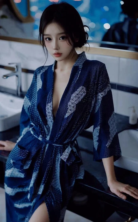 高颜值精选气质女生一袭睡袍穿搭居家慵懒悠闲室内美照