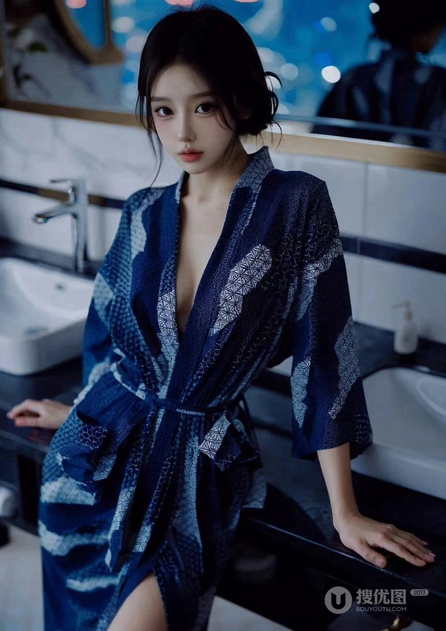 高颜值精选气质女生一袭睡袍穿搭居家慵懒悠闲室内美照