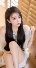 气质时尚有魅力的纹身女生轻熟连衣白裙穿搭动人室内写真套图