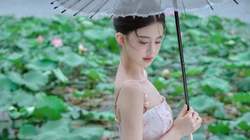 荷叶圆圆，少女甜甜，甜美可人清新养眼美女古典韵味十足荷塘边写真壁纸