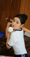 制服短裤棒球女生沈梦瑶学院风写真套图