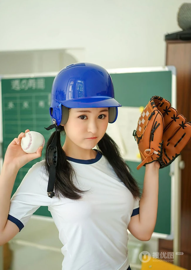 制服短裤棒球女生沈梦瑶学院风写真套图