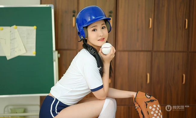 制服短裤棒球女生沈梦瑶学院风写真套图
