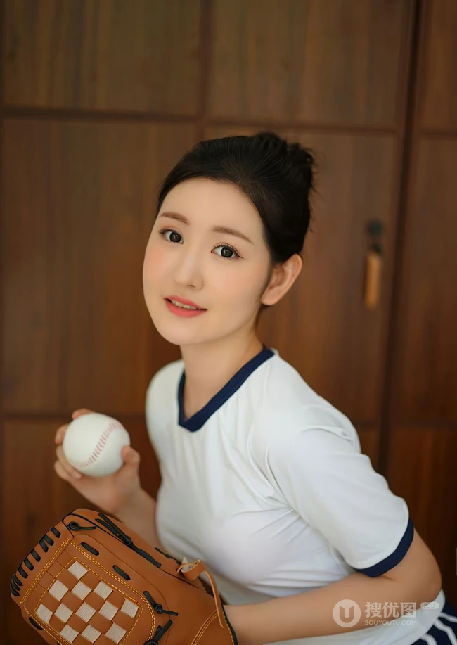 制服短裤棒球女生沈梦瑶学院风写真套图