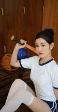 制服短裤棒球女生沈梦瑶学院风写真套图
