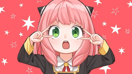 比着两只剪刀手的可爱大眼睛动漫少女高清桌面壁纸