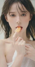 超好看的治愈系女生气质清新印花肩带衣短裤室内高清动人写真图片