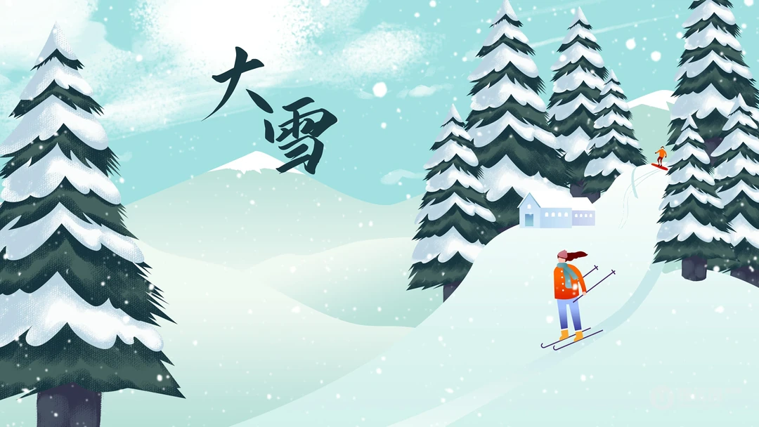 大雪节气壁纸 堆雪人，打雪仗，推雪球，雪中取乐卡通桌面壁纸