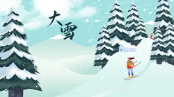 大雪节气壁纸 堆雪人，打雪仗，推雪球，雪中取乐卡通桌面壁纸