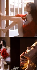 令人无法抵挡的气质高颜值浪漫女生红衣下的风格家居服魅力室内写真图集