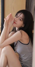 笑容超甜可人杨桃少女肩带背心小短裙穿搭居家悠闲动人清甜风写真美照