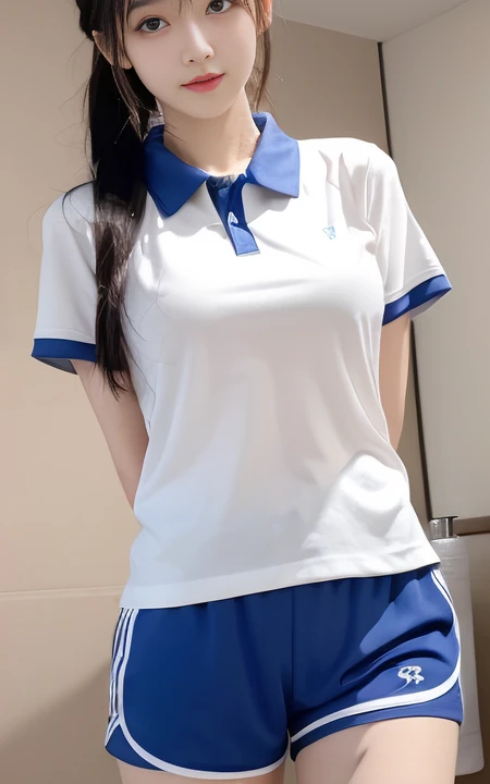 AI绘画，学生制服短裤AI美少女高清手机壁纸图片