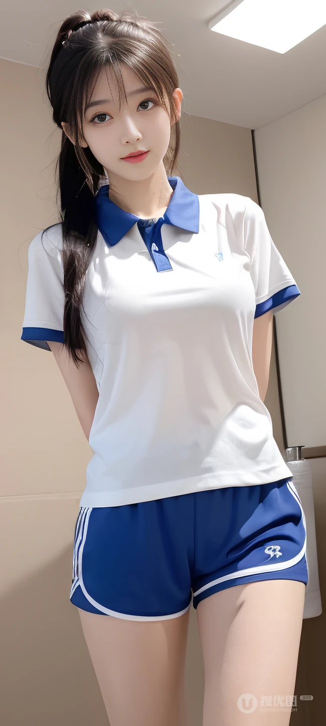 AI绘画，学生制服短裤AI美少女高清手机壁纸图片