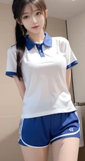 AI绘画，学生制服短裤AI美少女高清手机壁纸图片