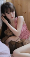浅粉甜美匀称身形齐刘海长发宛如初恋少女动人写真图片