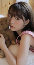 浅粉甜美匀称身形齐刘海长发宛如初恋少女动人写真图片
