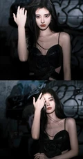 鞠婧祎性感撩人大秀香肩黑色穿搭手机壁纸套图