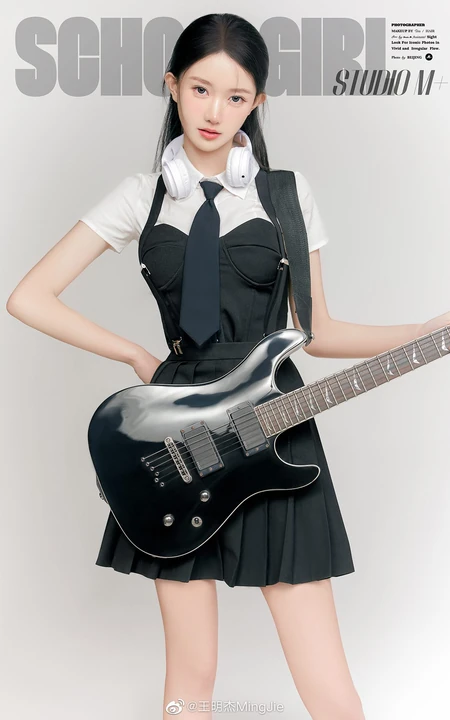 音乐系女孩，清新清新吉他少女校花高清图片