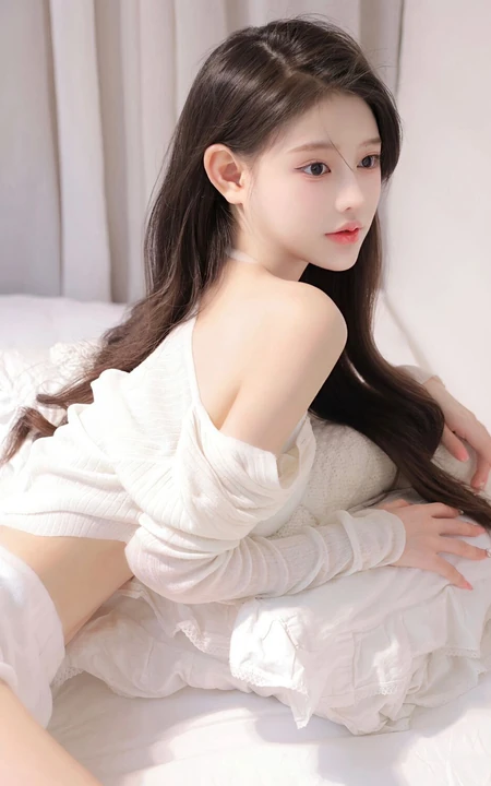 清甜女生清凉肩带衣短裤穿搭室内写真图片