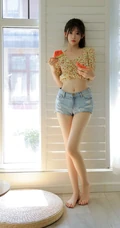好清凉的小碎花，夏日清凉少女碎花衫短裤穿搭超美写真图片