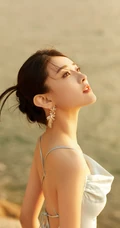 梁洁性感吊带裙落日黄昏海边唯美高清手机壁纸图片