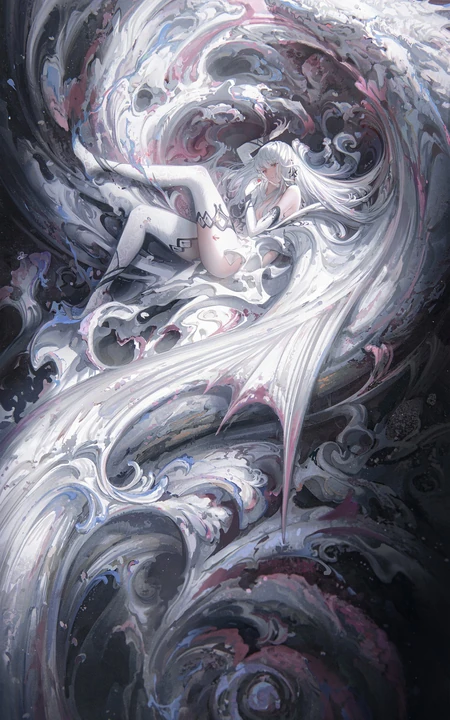 龙型生物，旋涡，少女，科幻玄幻唯美手机壁纸图片