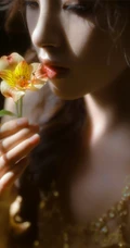 闻花的女人，唯女生生侧颜和花朵摄影系列高清图片