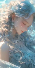 水中的美人鱼，五彩斑斓，精致唯美飘逸的水中动漫AI美人鱼超美图片