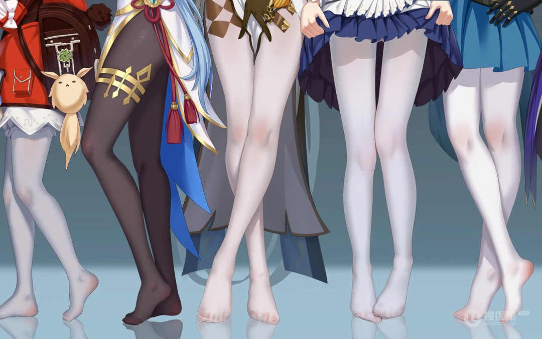 五个美女，五双美腿，不露脸动漫女生姐妹闺蜜美腿桌面壁纸图片