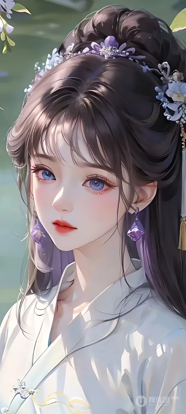 打扮精致的古典古风动漫美女高清手机壁纸图片