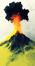喷发的火山，不同颜色，染料，创意火山插画手机壁纸图片