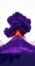 喷发的火山，不同颜色，染料，创意火山插画手机壁纸图片