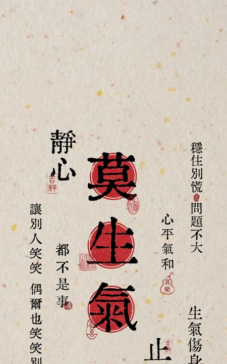 莫生气，静心，止语，都不是事 心平气和，创意文字手机壁纸图片