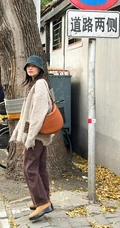 高圆圆深秋街头留连漫步生活照美拍图片