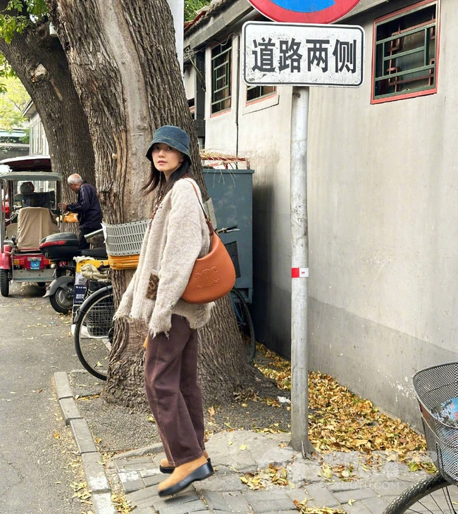 高圆圆深秋街头留连漫步生活照美拍图片