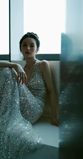 天气晴朗，窗外飘来一缕云，又飘走 ，女生田曦薇高清室内照